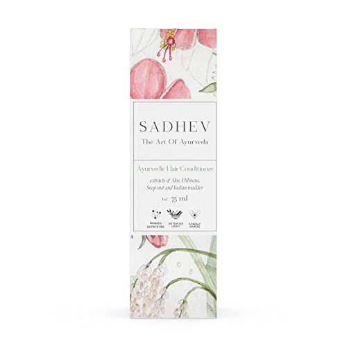 Sadhev Ayurvedic Conditioner With Bhringraj, Hibiscus, Amla | Controls Hairfall, Stimulates Hair Regrowth | For Dry & Frizzy Hair | Adds Volume & Shine (75 ml) - Image 2