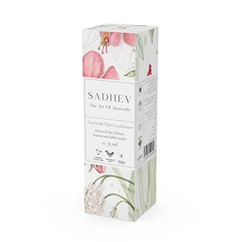 Sadhev Ayurvedic Conditioner With Bhringraj, Hibiscus, Amla | Controls Hairfall, Stimulates Hair Regrowth | For Dry & Frizzy Hair | Adds Volume & Shine (75 ml) - Image 4