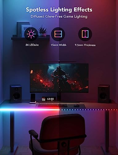 Govee RGBIC Neon Rope Lights for Desks, 16.4ft LED Gaming Desk Lights, Neon LED Strip Lights Syncing with Razer Chroma, Support Cutting, Smart App Control, Music Sync, Adapter (Only 2.4G Wi-Fi) - Image 4
