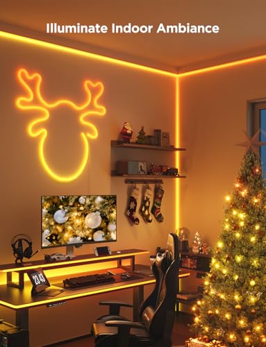 Govee RGBIC Neon Rope Lights for Desks, 16.4ft LED Gaming Desk Lights, Neon LED Strip Lights Syncing with Razer Chroma, Support Cutting, Smart App Control, Music Sync, Adapter (Only 2.4G Wi-Fi) - Image 3