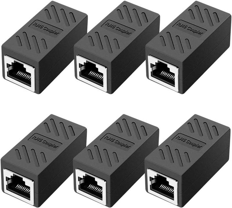 Greluma 6 PCS RJ45 Coupler Network Coupler Ethernet Connector Shielded Inline Coupler for Cat7 Cat6 Cat5e Cat5 Ethernet Cable Extension Male to Female - Image 1