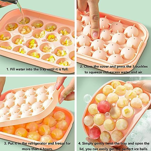 IDVVSSX Silicone Ice Molds Fun Shapes Set, Heart Rose Ice Cube Mold, Small Round Ice Cube Tray, Makes 22 Sphere & 3 Heart 3 Rose Shape Ice Balls for Chilling Whiskey Cocktails, 2 Ice Trays with Bin Scoop Tong - Image 5