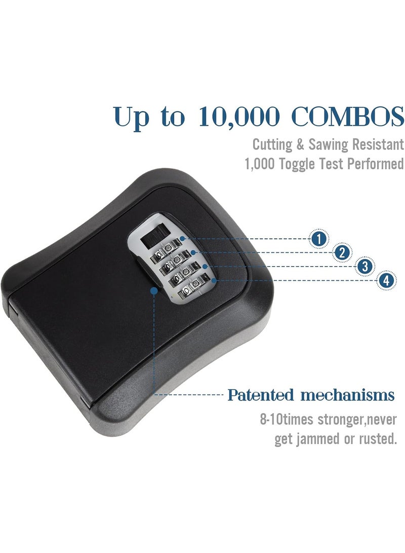 4-Digit Key Lock Box, Outdoor Waterproof Hidden Wall Mounted Key Safe - Key Storage Lock Box for House Black  - Image 2