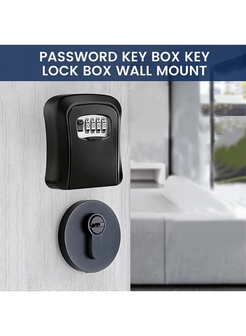 4-Digit Key Lock Box, Outdoor Waterproof Hidden Wall Mounted Key Safe - Key Storage Lock Box for House Black  - Image 3