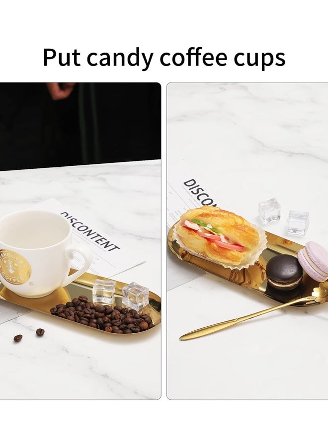 2 جهاز كمبيوتر شخصي Trinket علبة الفولاذ المقاوم للصدأ، لخدمة علبات منشفة تخزين صحن صحن الشاي علبات الفواكه لوحة المجوهرات علبة التخزين الزخرفية (الذهب) - Image 4