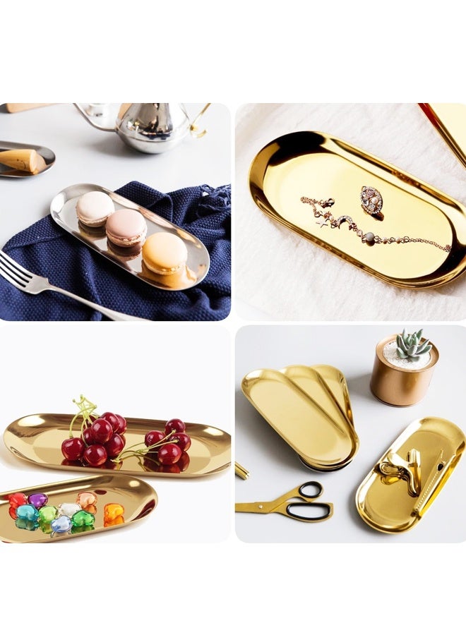 2 جهاز كمبيوتر شخصي Trinket علبة الفولاذ المقاوم للصدأ، لخدمة علبات منشفة تخزين صحن صحن الشاي علبات الفواكه لوحة المجوهرات علبة التخزين الزخرفية (الذهب) - Image 3