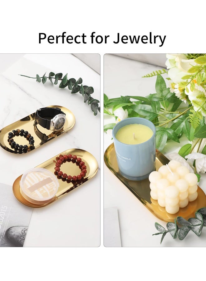 2 جهاز كمبيوتر شخصي Trinket علبة الفولاذ المقاوم للصدأ، لخدمة علبات منشفة تخزين صحن صحن الشاي علبات الفواكه لوحة المجوهرات علبة التخزين الزخرفية (الذهب) - Image 5