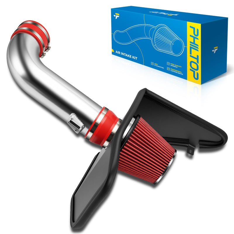 مجموعة نظام سحب الهواء البارد PHILTOP 4 مع درع حراري متوافق مع شيفروليه كامارو 2010 2011 2012 2013 2014 2015 62L V8 عالي الأداء أحمر