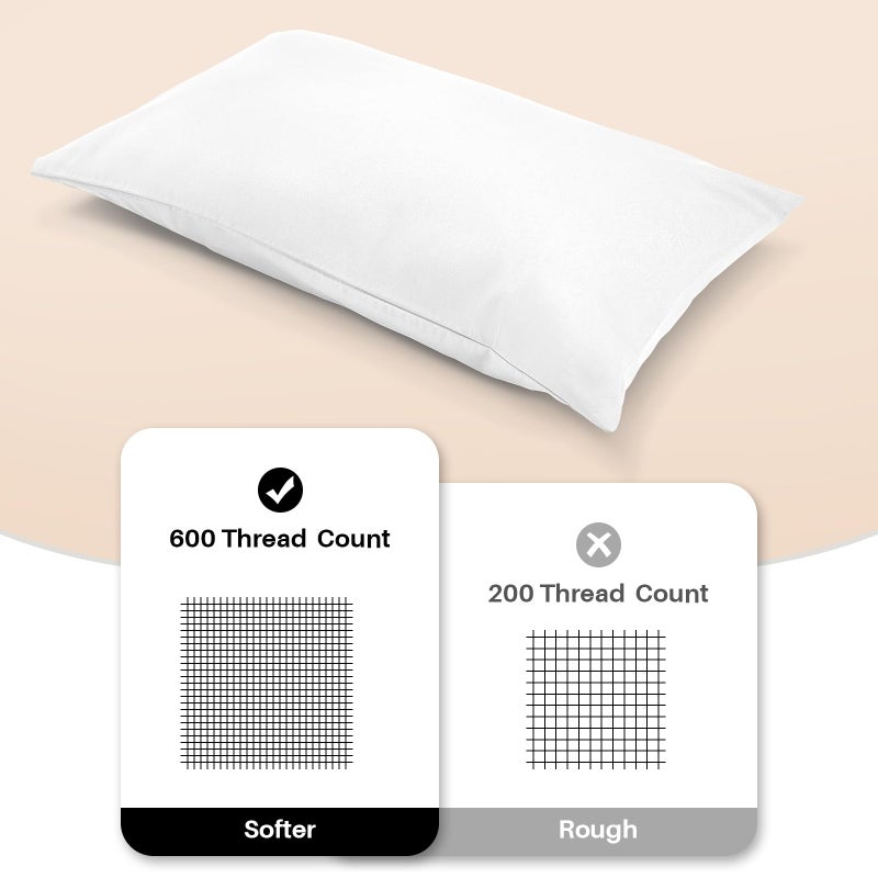 Warmstar 100% Cotton Toddler Pillowcase Set of 2, 600 Thread Count 13x18 Toddler Pillowcases Soft & Breathable, Cotton Travel Pillow Case Cover 13"x 18" with Envelope Closure,White - Image 3