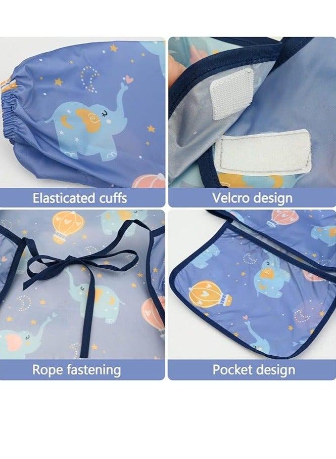 BIGTHREE Baby Weaning Bib, Waterproof Anti Dirty Baby Feeding Bibs, Long Sleeves Weaning Bibs for Eating, Attaches Fully Cover to Baby Highchair, Easy to Clean - Image 4