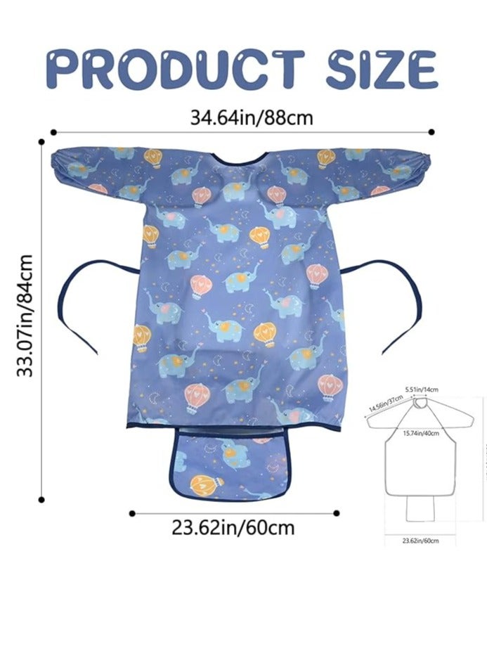 BIGTHREE Baby Weaning Bib, Waterproof Anti Dirty Baby Feeding Bibs, Long Sleeves Weaning Bibs for Eating, Attaches Fully Cover to Baby Highchair, Easy to Clean - Image 5