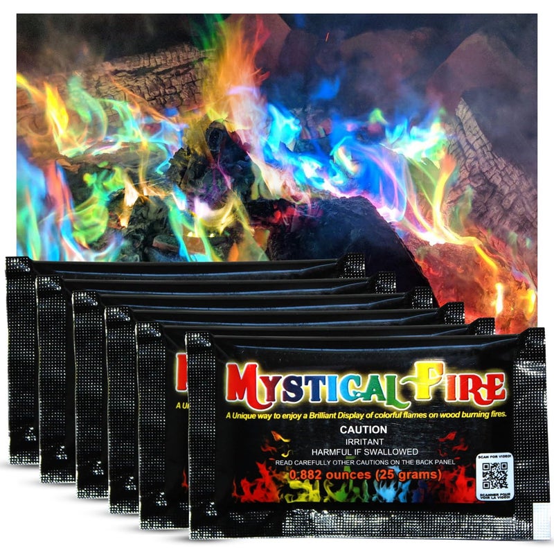 Mystical Fire Color Changing Packets Fire Pits Campfire Enchanted Multi-Color Magical Fun for Indoor Fireplace or Outdoor Use- Pulsating Flame Colorant- 0.882 Ounces 50pk - Image 1