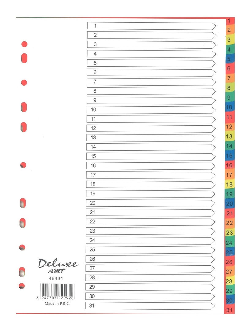 5-Pack 31 Tab Plastic Divider Multicolour - pzsku/Z403E59BA58C980DD4562Z/45/_/1660823151/ad0535a1-66aa-43e9-8943-28e6438a1f05