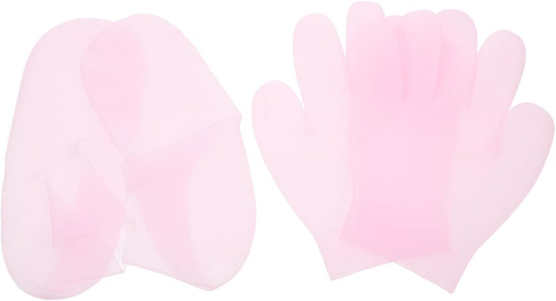 2Pairs Gel Moisturizing Gloves and Socks Hand and Foot Care Overnight Hydration Soft and Stretchy Nonslip Design Pink - Image 1