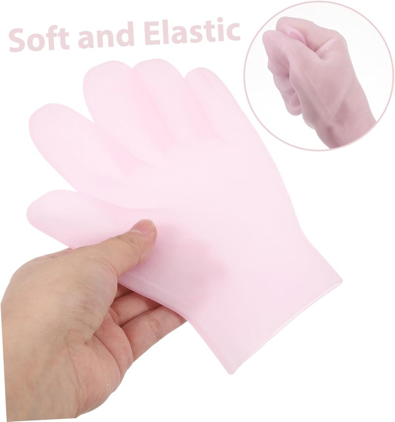 2Pairs Gel Moisturizing Gloves and Socks Hand and Foot Care Overnight Hydration Soft and Stretchy Nonslip Design Pink - Image 3