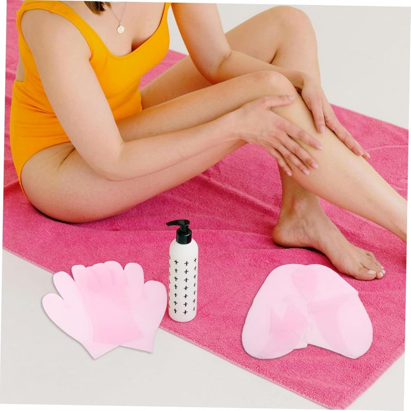 2Pairs Gel Moisturizing Gloves and Socks Hand and Foot Care Overnight Hydration Soft and Stretchy Nonslip Design Pink - Image 5
