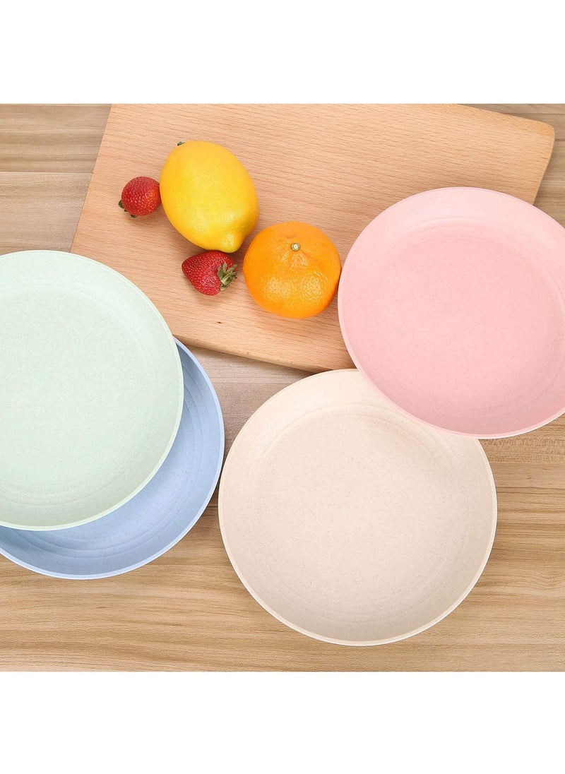 MileMelo - 4-Piece Wheat straw life Unbreakable Plates Reusable Plate Set Healthy for Kids Children Toddler & Adult, BPA Free & Eco-Friendly Medium 20cm - Image 1