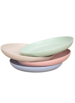 4-Piece Wheat straw life Unbreakable Plates Reusable Plate Set Healthy for Kids Children Toddler & Adult, BPA Free & Eco-Friendly Medium 20cm