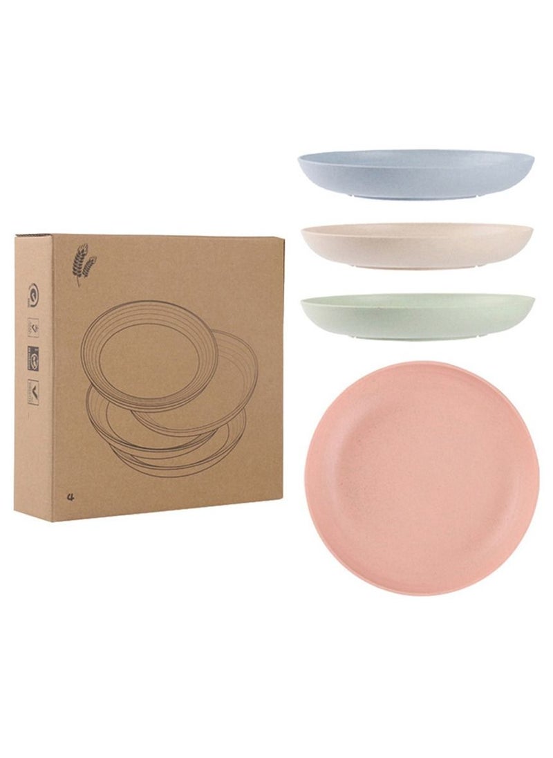 MileMelo - 4-Piece Wheat straw life Unbreakable Plates Reusable Plate Set Healthy for Kids Children Toddler & Adult, BPA Free & Eco-Friendly Medium 20cm - Image 1