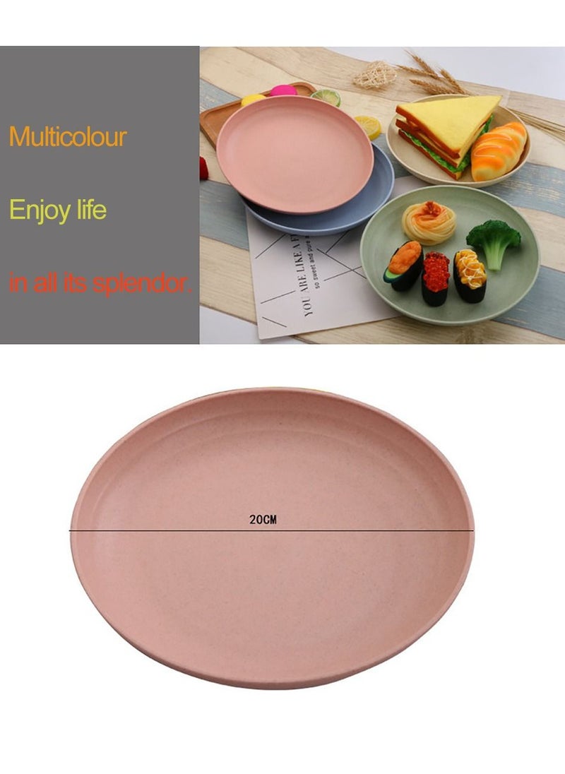 MileMelo - 4-Piece Wheat straw life Unbreakable Plates Reusable Plate Set Healthy for Kids Children Toddler & Adult, BPA Free & Eco-Friendly Medium 20cm - Image 1