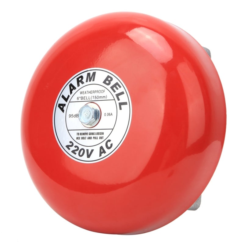 Fire Alarm Bell: 95+ dB Red Premium Metal - Electromagnetic Interference Free Long Lifespan Fire Alarm for Industrial Architectural Applications - Image 1