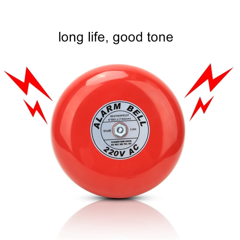 Fire Alarm Bell: 95+ dB Red Premium Metal - Electromagnetic Interference Free Long Lifespan Fire Alarm for Industrial Architectural Applications - Image 3