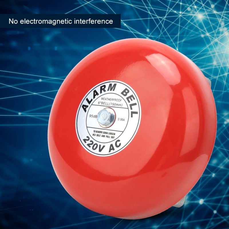Fire Alarm Bell: 95+ dB Red Premium Metal - Electromagnetic Interference Free Long Lifespan Fire Alarm for Industrial Architectural Applications - Image 2