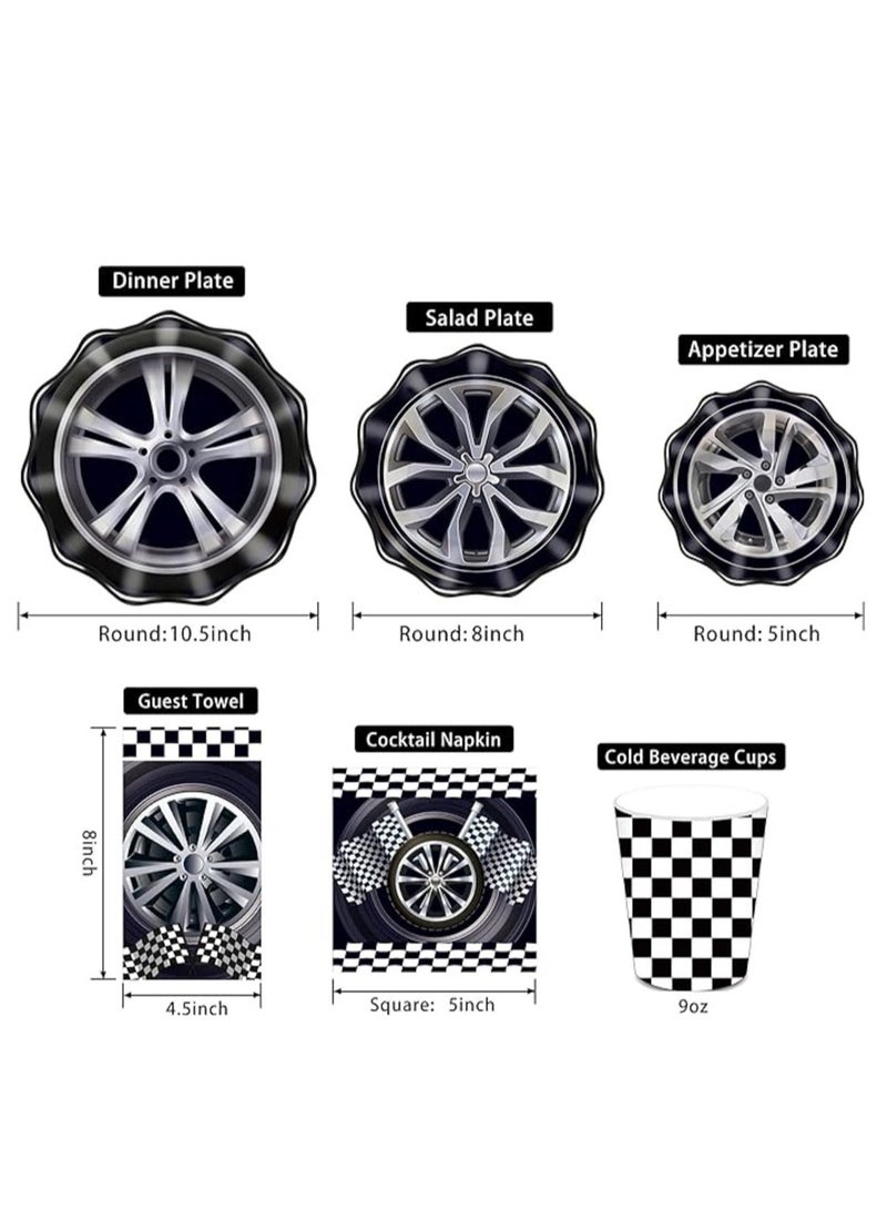 ThePartyPopper Racing Car Theme Tableware Set: 72-piece Race Car Party Supplies set - Image 2