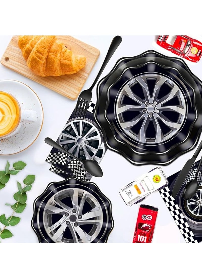 ThePartyPopper Racing Car Theme Tableware Set: 72-piece Race Car Party Supplies set - Image 3