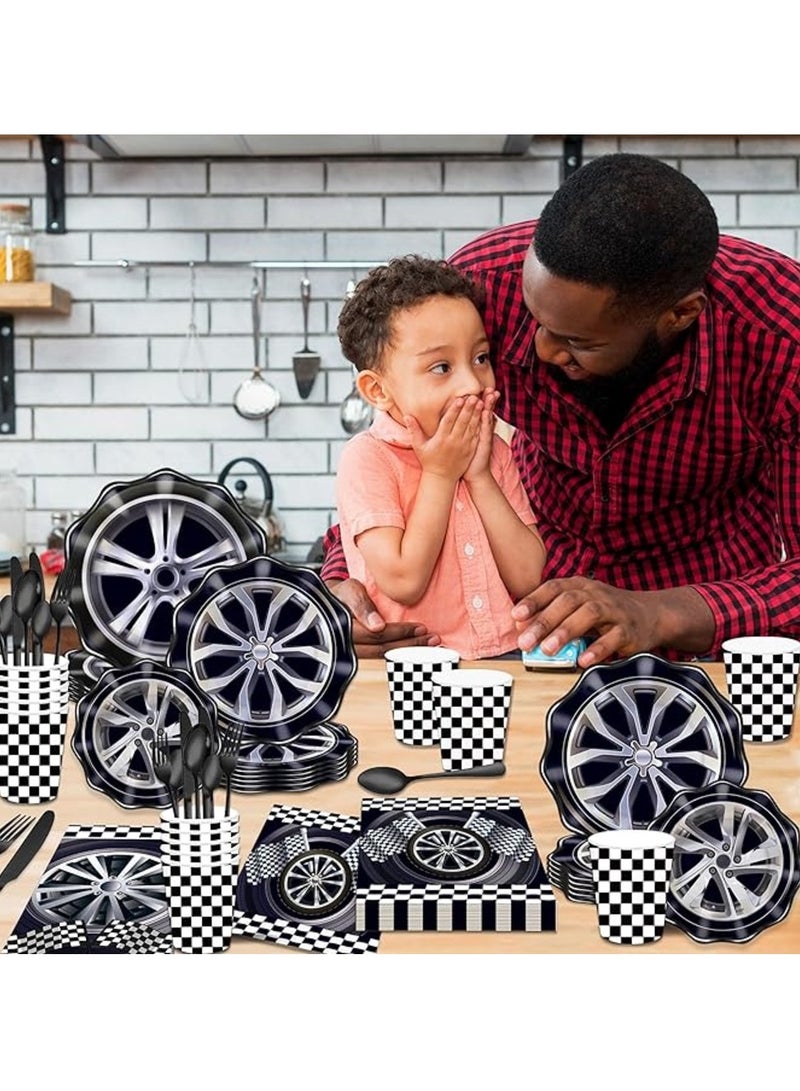 ThePartyPopper Racing Car Theme Tableware Set: 72-piece Race Car Party Supplies set - Image 4