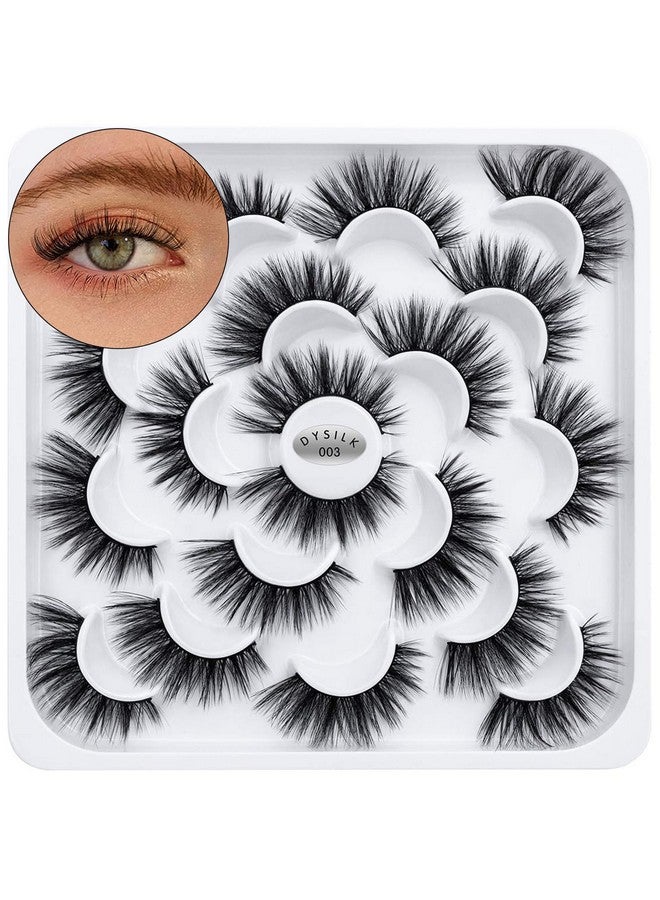 DYSILK Lashes Mink Eyelashes False Eyelashes 10 Pairs 6D Faux Mink Lashes Pack Eye Lashes Cat Eye Lashes Fluffy Eyelashes Fake Lashes Reusable False Eyelashes Wispy 15Mm - Image 1
