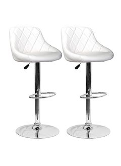 SBF Height Adjustable Bar Stools | Set of 2 PU Leather Swivel Chairs with Backrest and Footrest | Hydraulic Chrome Base for Kitchen & Dining, White - pzsku/Z403E6FFCFA00FCE5ACAAZ/45/_/1733950129/aa5466d2-8435-4046-be7a-1ef6e4dd4a12