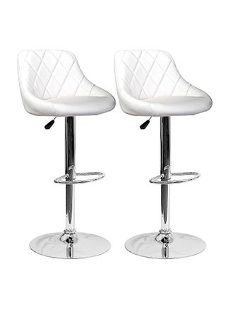 SBF Height Adjustable Bar Stools | Set of 2 PU Leather Swivel Chairs with Backrest and Footrest | Hydraulic Chrome Base for Kitchen & Dining, White - pzsku/Z403E6FFCFA00FCE5ACAAZ/45/_/1733950129/aa5466d2-8435-4046-be7a-1ef6e4dd4a12
