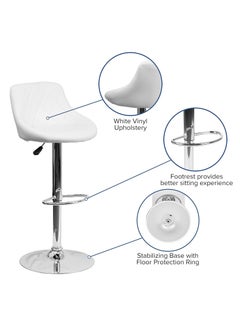 SBF Height Adjustable Bar Stools | Set of 2 PU Leather Swivel Chairs with Backrest and Footrest | Hydraulic Chrome Base for Kitchen & Dining, White - pzsku/Z403E6FFCFA00FCE5ACAAZ/45/_/1733950149/dacb09ba-8ea5-4ab3-b85a-137bbd6e1de6