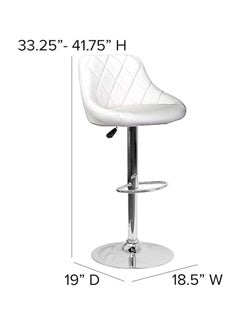 SBF Height Adjustable Bar Stools | Set of 2 PU Leather Swivel Chairs with Backrest and Footrest | Hydraulic Chrome Base for Kitchen & Dining, White - pzsku/Z403E6FFCFA00FCE5ACAAZ/45/_/1733950159/4636d28c-1a36-44c7-89fd-e066f9dc69f7