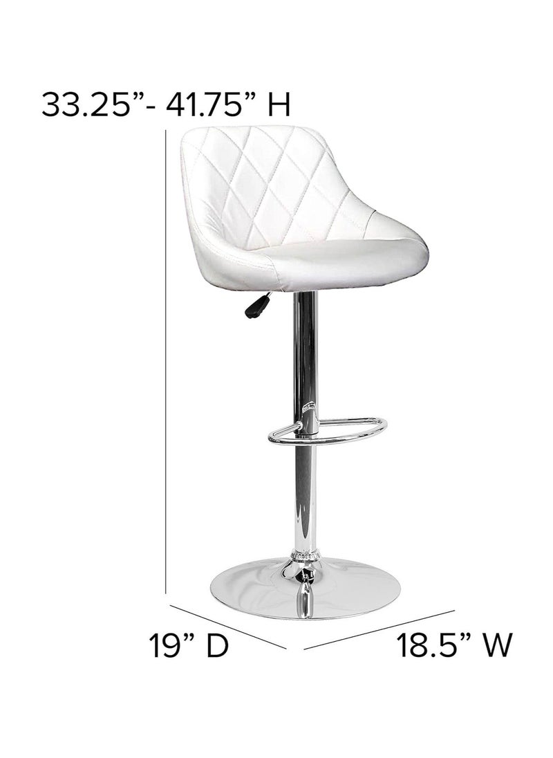 Sabir & Bros Furniture LLC SBF Height Adjustable Bar Stools | Set of 2 PU Leather Swivel Chairs with Backrest and Footrest | Hydraulic Chrome Base for Kitchen & Dining, White  - Image 4