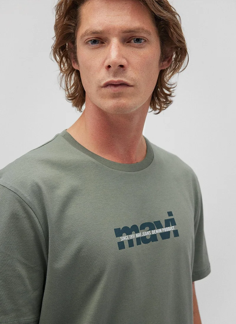 MAVI Mavi Logo Printed Khaki T-Shirt