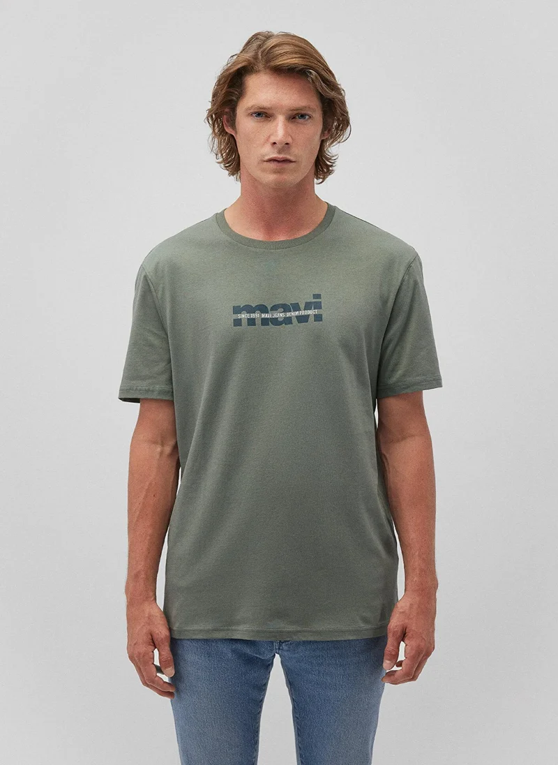 MAVI Mavi Logo Printed Khaki T-Shirt