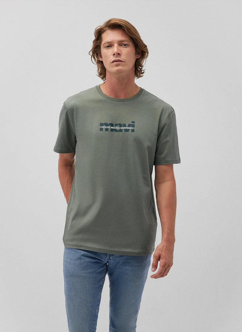 MAVI Mavi Logo Printed Khaki T-Shirt