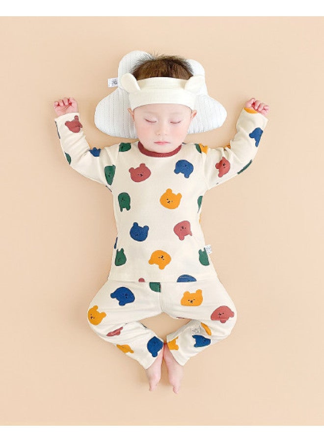 YISHUANGER Children's Home Warmth Base Layer Long Pants Set Separates Girls' Baby Boys' Clothing Spring Autumn Lovely Cartoon - Image 1
