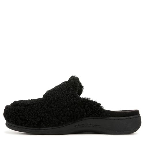 Vionic Women’s Gemma Mule Slipper - Comfortable Spa House Slippers That Include Three-Zone Comfort with Orthotic Insole Arch Support, Soft House Shoes for Ladies - Black Flannel, 8 Medium - Image 2