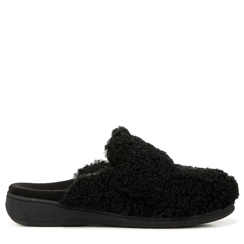 Vionic Women’s Gemma Mule Slipper - Comfortable Spa House Slippers That Include Three-Zone Comfort with Orthotic Insole Arch Support, Soft House Shoes for Ladies - Black Flannel, 8 Medium - Image 3