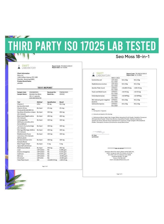 Adndale كبسولات طحالب البحر وزيت الحبة السوداء والأشواغاندا والزنجبيل - Image 5