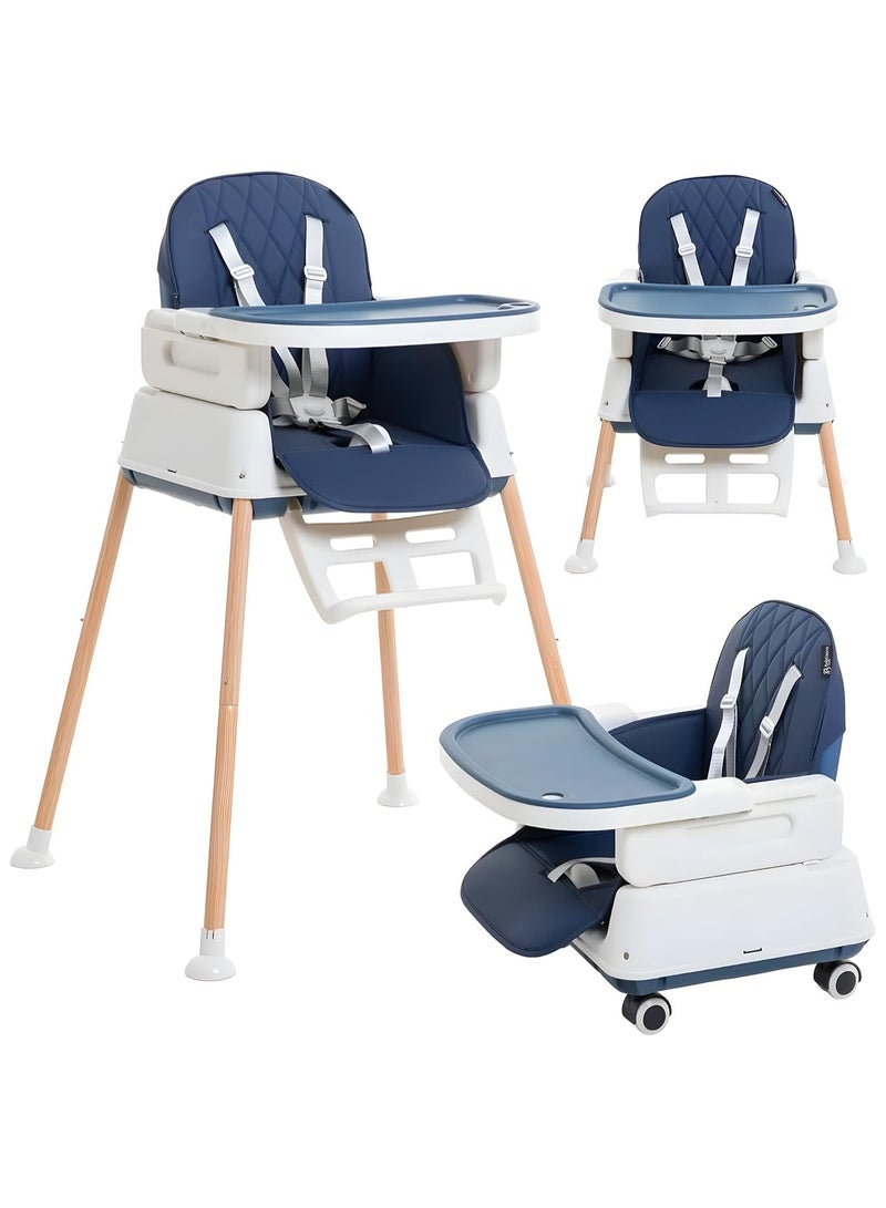 بريمو بلس كرسي طعام 7 في 1 للرضع والأطفال الصغار قابل للتعديل والتحويل مع صينية مزدوجة قابلة للفصل وحزام بخمس نقاط ومسند للقدمين - Image 1