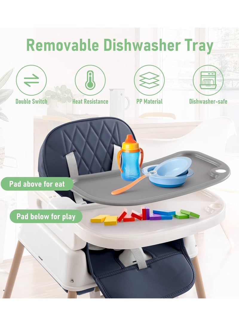 بريمو بلس كرسي طعام 7 في 1 للرضع والأطفال الصغار قابل للتعديل والتحويل مع صينية مزدوجة قابلة للفصل وحزام بخمس نقاط ومسند للقدمين - Image 3