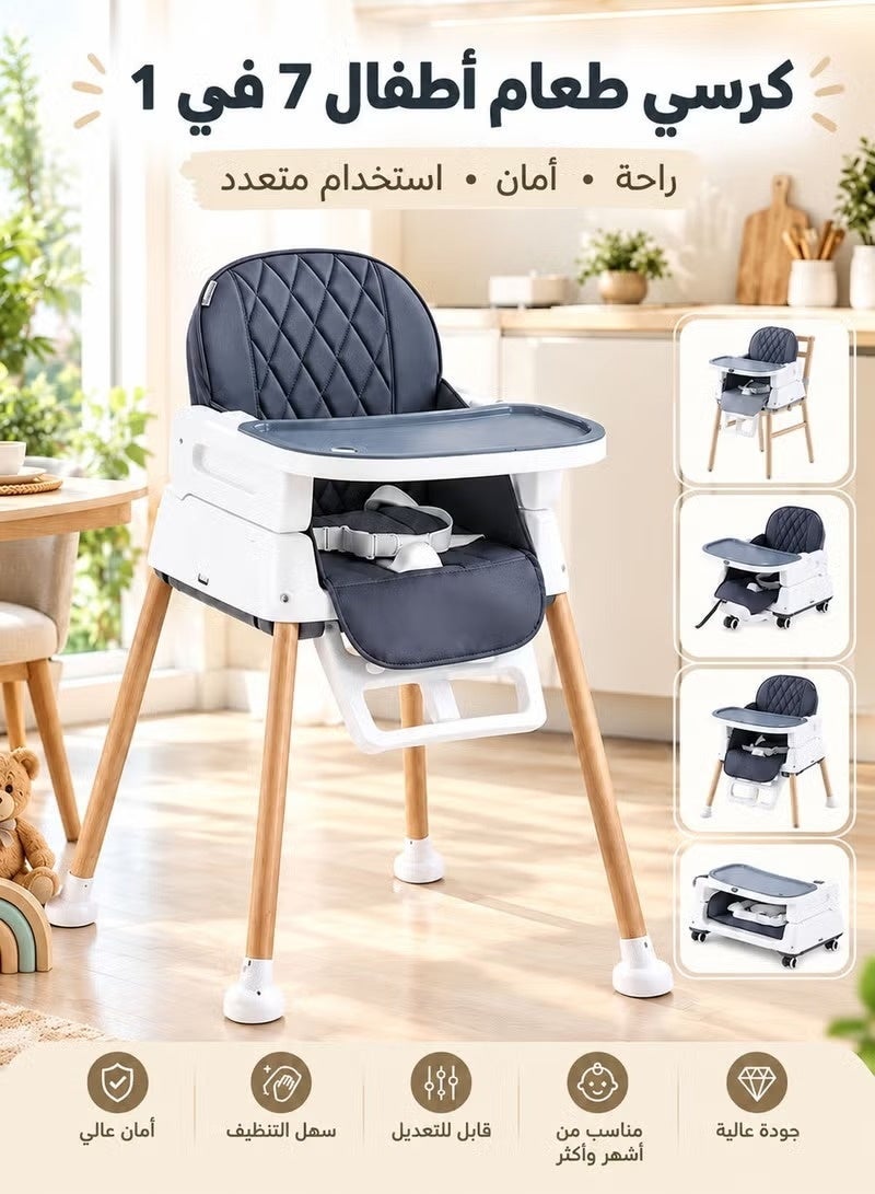 PRIMO PLUS Adjustable 7-in-1 high chair for babies and toddlers with a detachable tray. - Image 1
