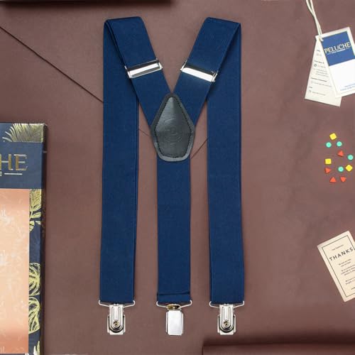 Peluche Back to Basic - 3.5cm Navy Blue Coloured 3.5cm strap width suspender for men - Image 2