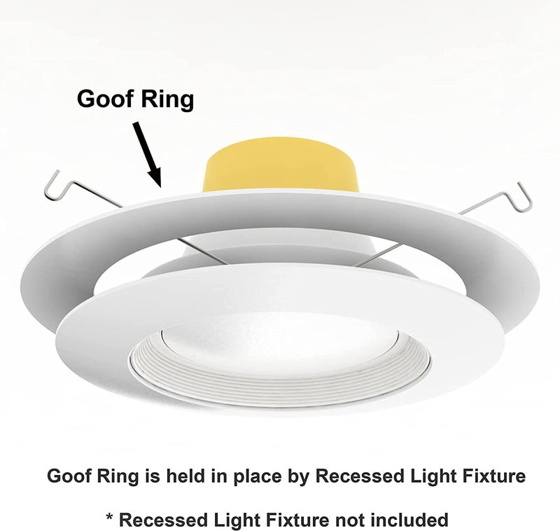 Lighting Labs LightLabs Goof Ring Gloss 6 Pack 8.65" Diameter for 6" Cans. Inlcudes Mounting Tape to Fix Drywall Damage for Flush Mount Recessed Down Lights. 6.2" Inner Diameter Recessed Light Cover Glossy White - Image 5