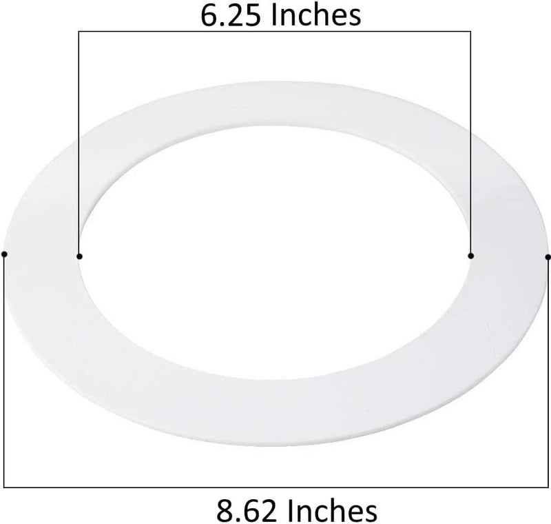 Lighting Labs LightLabs Goof Ring Gloss 6 Pack 8.65" Diameter for 6" Cans. Inlcudes Mounting Tape to Fix Drywall Damage for Flush Mount Recessed Down Lights. 6.2" Inner Diameter Recessed Light Cover Glossy White - Image 4
