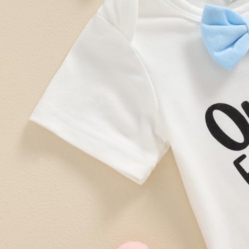 Bonangber My First Fathers Day Baby Boy Outfit Short Sleeve Romper Suspender Pants Set Newborn Fathers Day Baby Boy Outfit(E-Blue Dad,0-3 Months) - Image 3